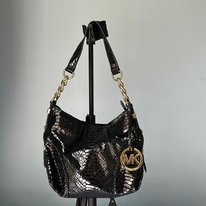 Michael Kors black snake skin bag